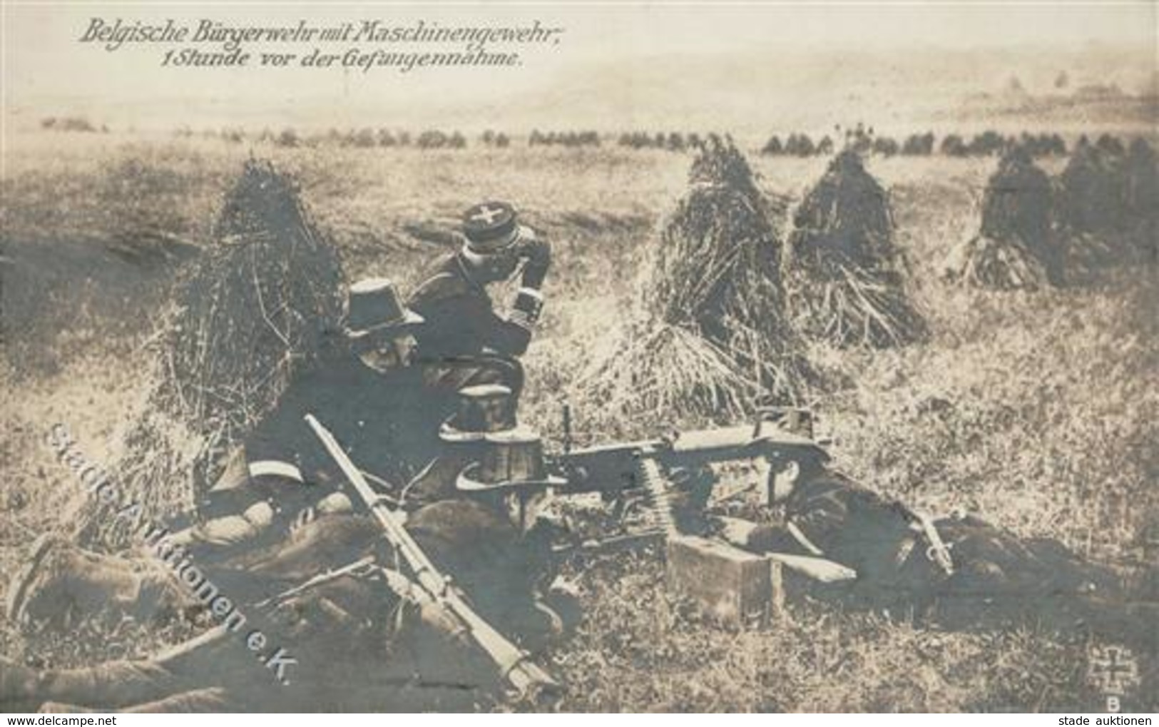 WK I Belgische Bürgerwehr Mit Maschinengewehr Foto AK 1914 I-II - Guerre 1914-18