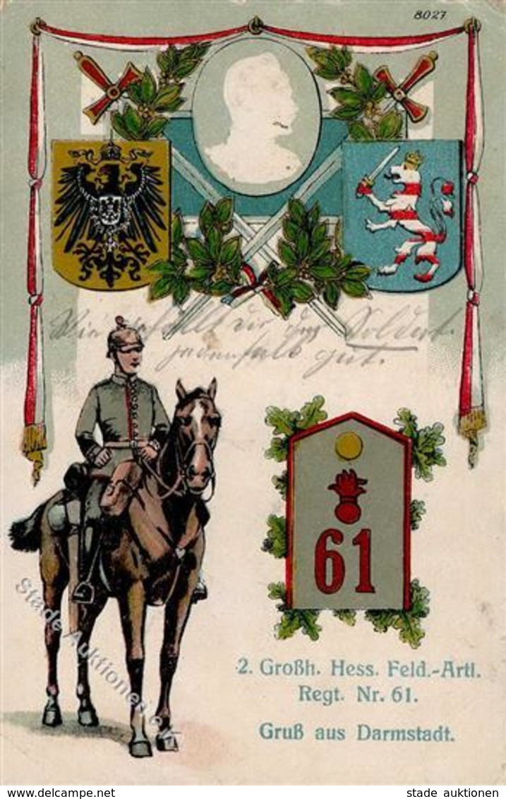 Regiment Darmstadt (6100) Nr. 61 2. Großh. Hess. Feld Artl. Regt. 1918 I-II - Regiments