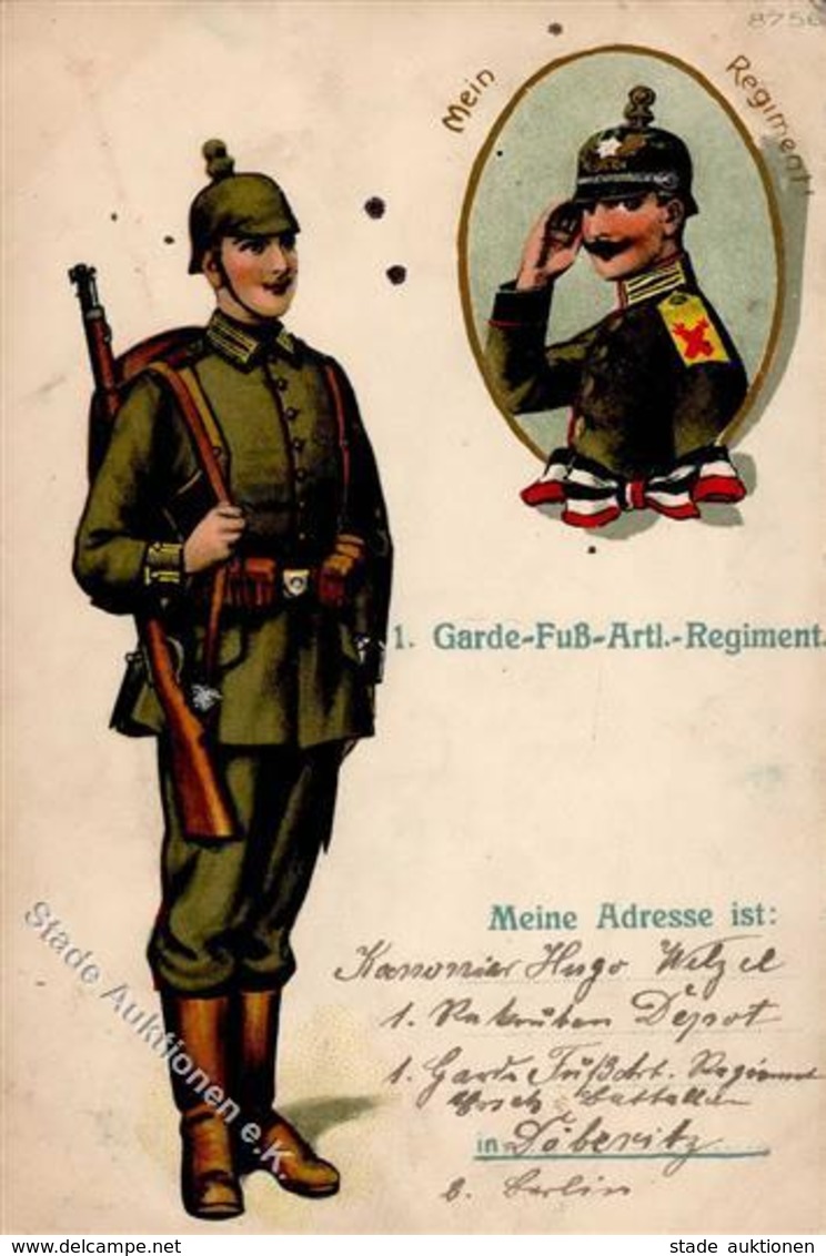 Regiment Döberitz (O1831) Nr. 1 Garde Fuß Artl. Regt.  1917 I-II (fleckig) - Regiments