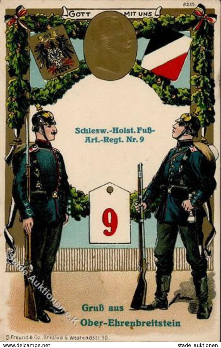 Regiment Ehrenbreitstein (5400) Nr. 9 Schlesw. Holst. Fuß Artl. Regt. 1914 I-II - Regiments