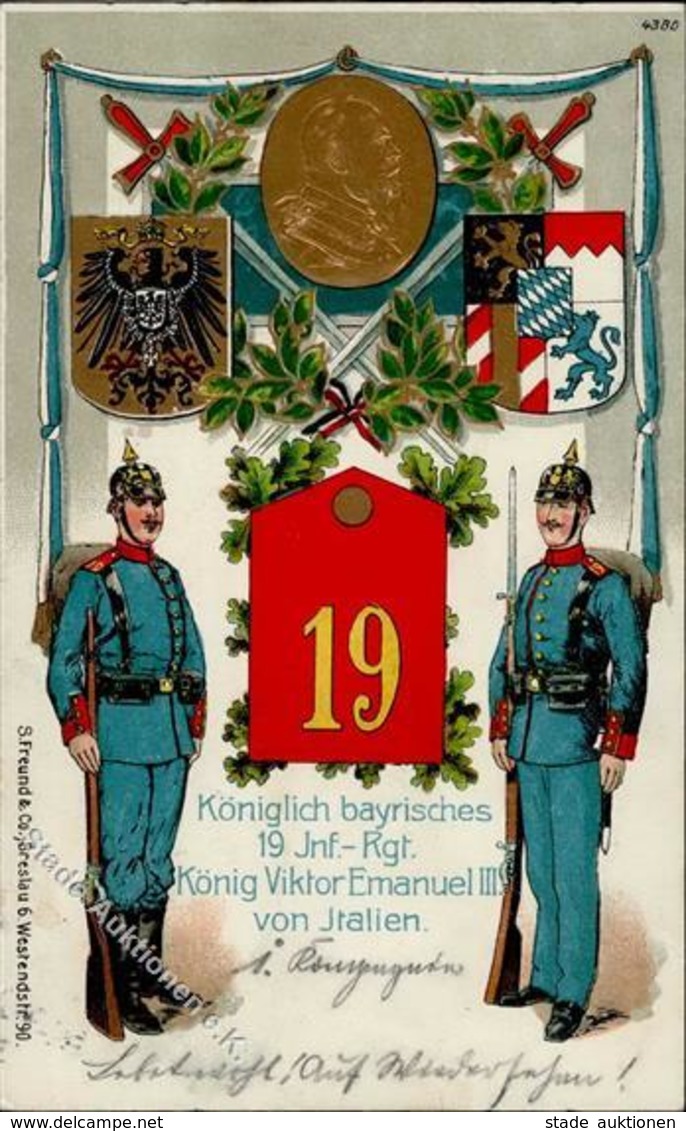 Regiment Erlangen (8520) Nr. 19 Kgl. Bayer. Inft. Regt. König Viktor Emanuel III. Von Italien 1912 I-II - Regiments