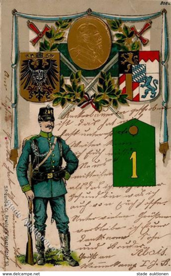 Regiment Freising (8050) Nr. 1 Bayer. Jäger Batl. König 1910 I-II (Eckbug) - Regiments