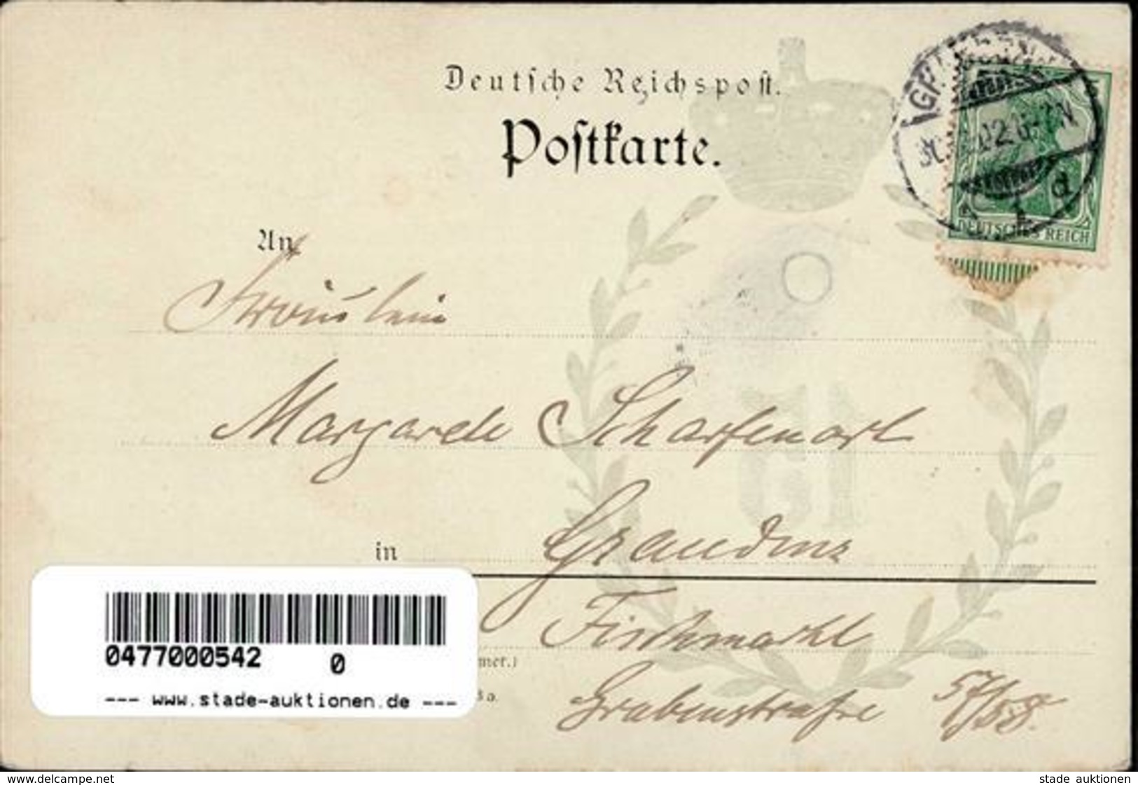 Regiment Graudenz Nr. 15. Garnison  Prägedruck 1902 I-II (fleckig) - Regimente