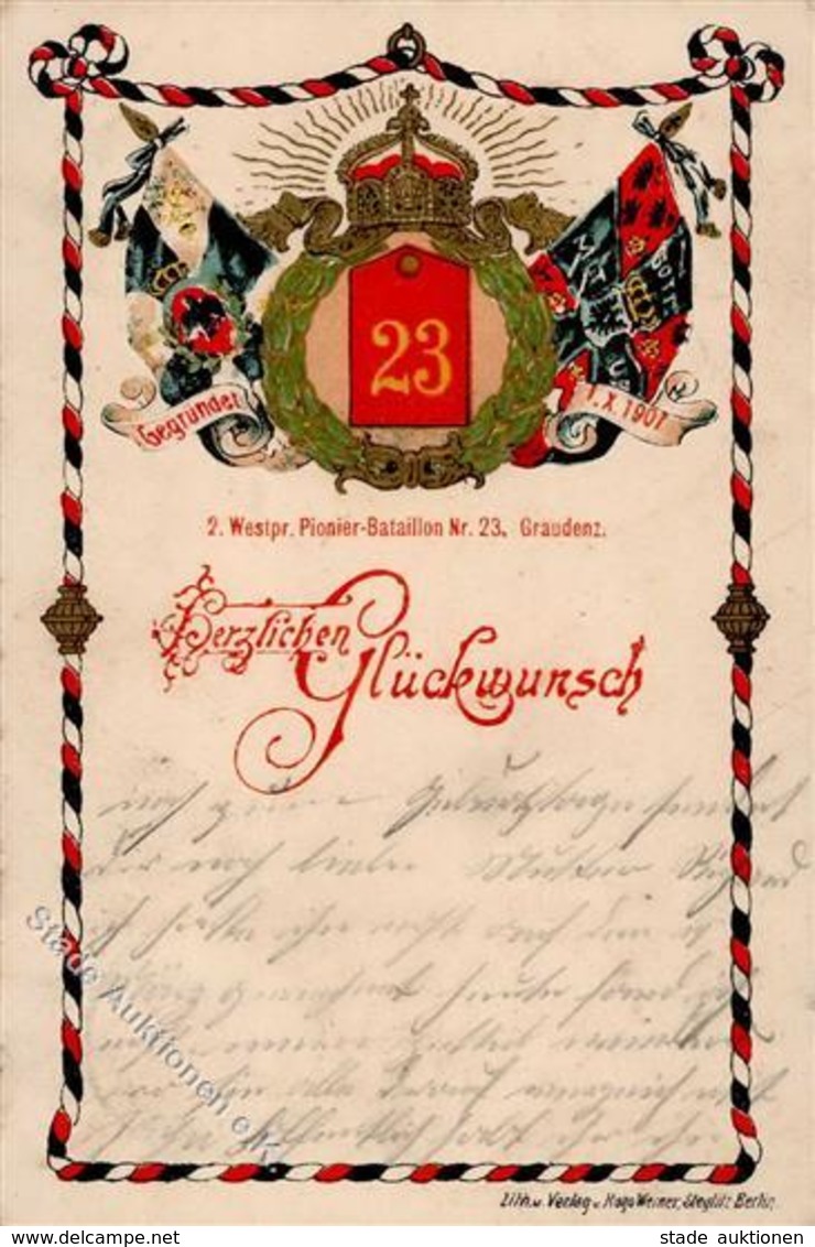 Regiment Graudenz Nr. 23 2. Westpr. Pionier Bataillon 1909 I-II - Regimente