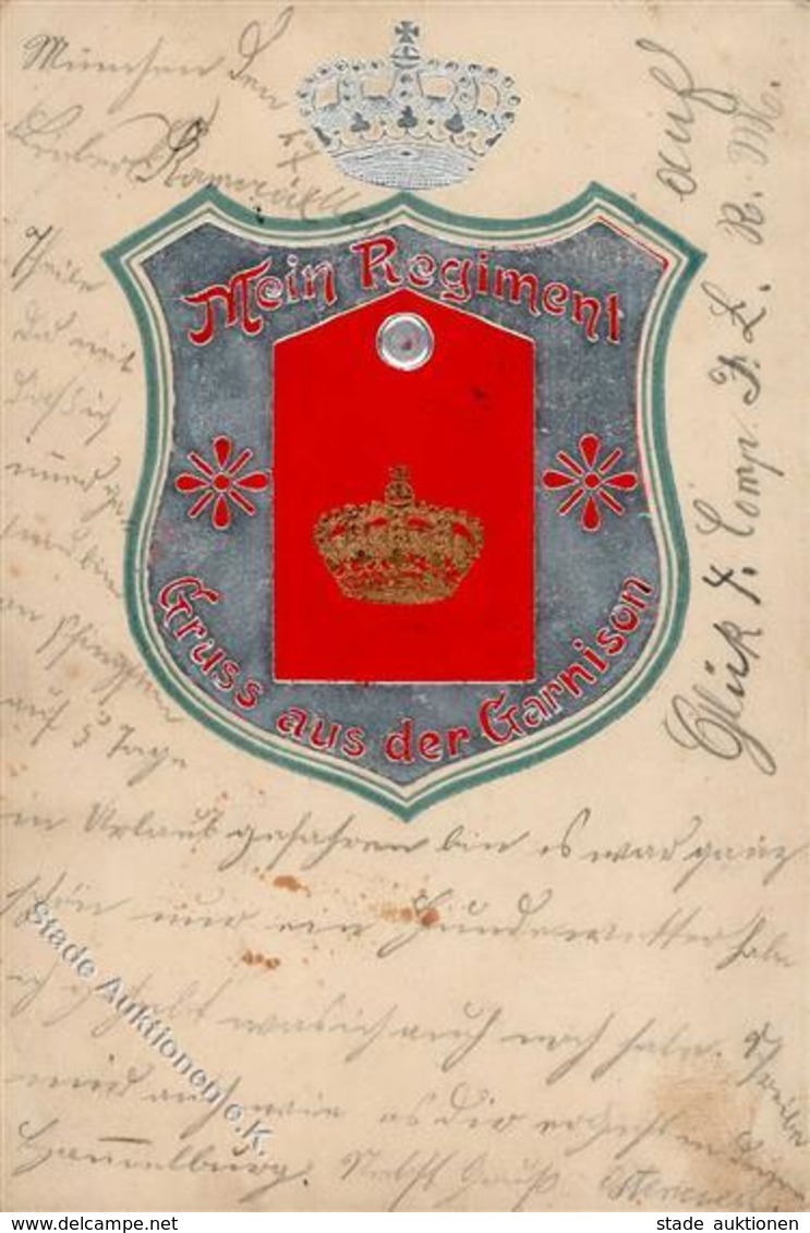 Regiment Gruss Aus Der Garnison 1910 I-II (fleckig) Montagnes - Regimente