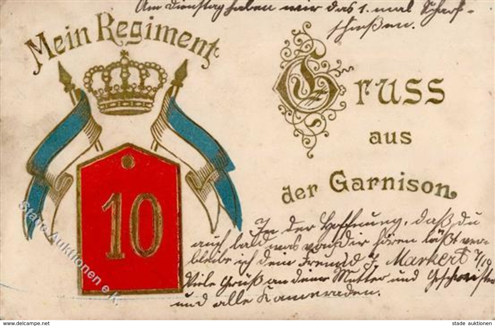 Regiment Ingolstadt (8070) Nr. 10  Garnision  Prägedruck 1911 I-II (Eckbug,  Fleckig) - Regimente