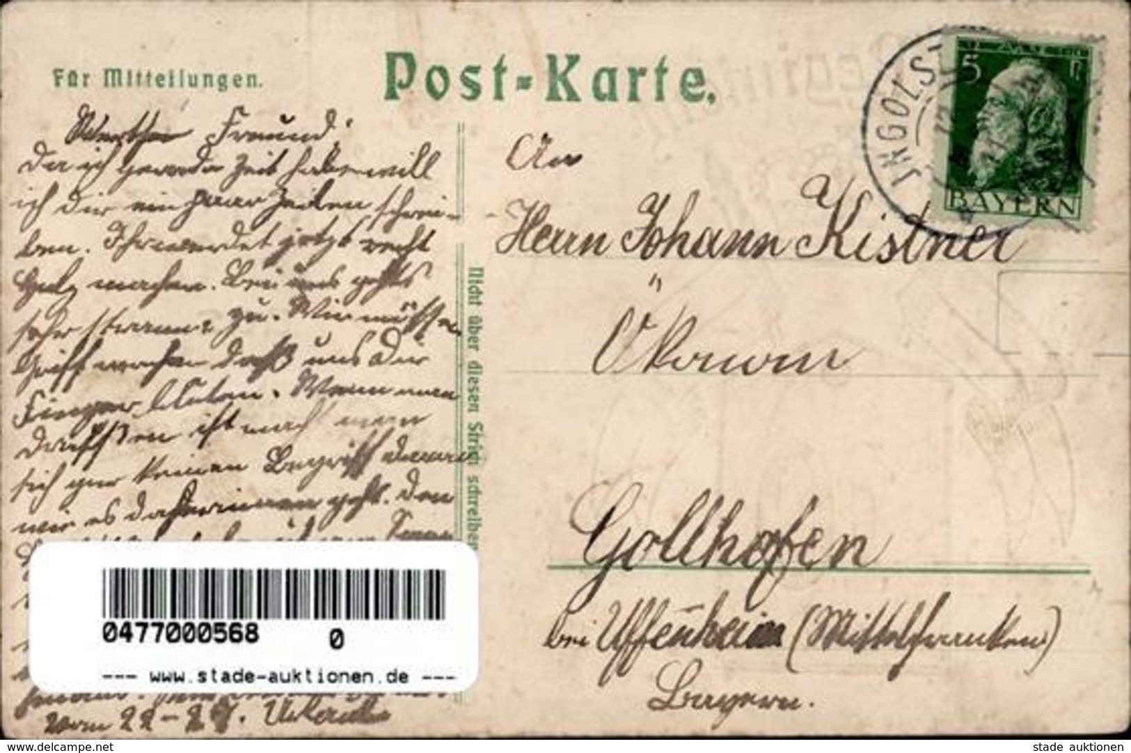 Regiment Ingolstadt (8070) Nr. 10  Garnision  Prägedruck 1911 I-II (Eckbug,  Fleckig) - Regimente