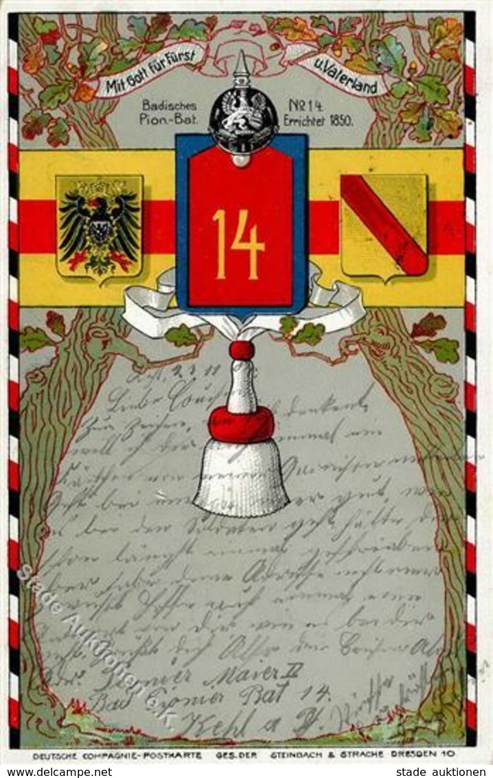 Regiment Kehl (7640) Nr. 14 Badisches Pionn. Bat 1904 I-II - Regiments