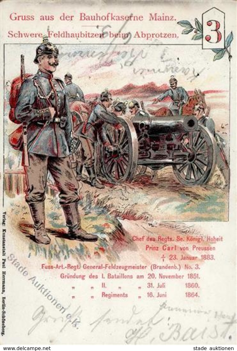 Regiment Mainz (6500) Nr. 3 Fuss Artl. Regt. General Feldzeugmeister 1904 I-II - Regiments