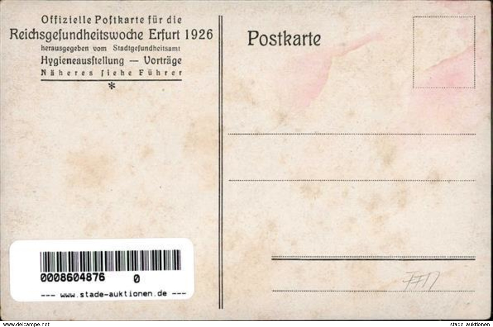 Weimarer Republik Erfurt (O5000) Gesundheitswoche Künstlerkarte I-II - Geschichte