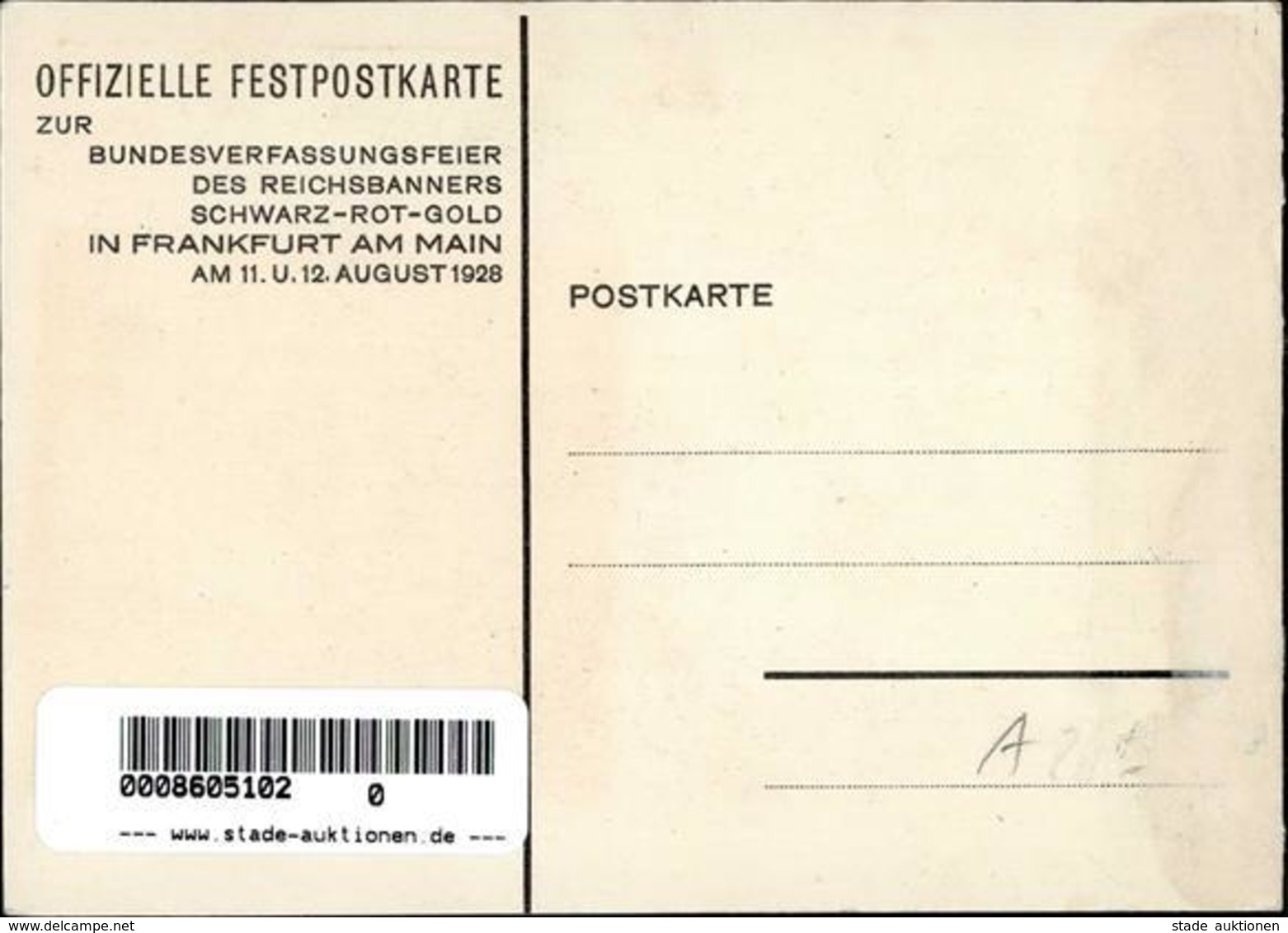 Weimarer Republik Frankfurt (6000) Sign. Scheil, Hans Bundesverfassungsfeier Reichsbanner 1928 Künstlerkarte I-Ii (fleck - Geschichte