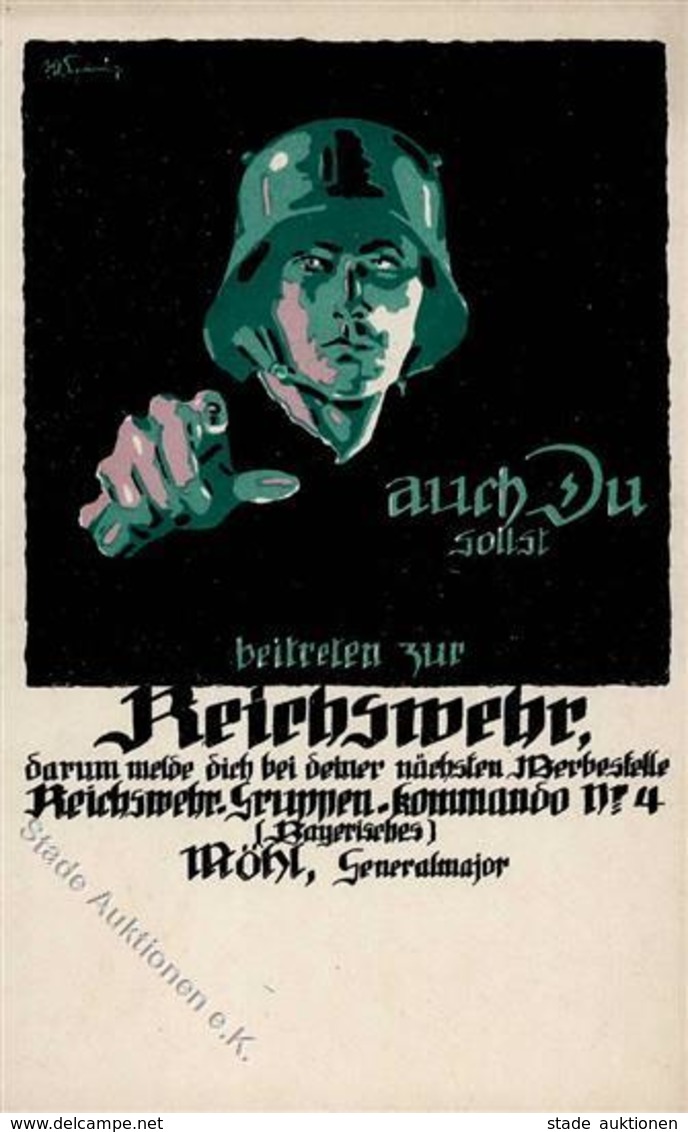 Weimarer Republik Propaganda Reichswehr Künstlerkarte I-II - Geschichte