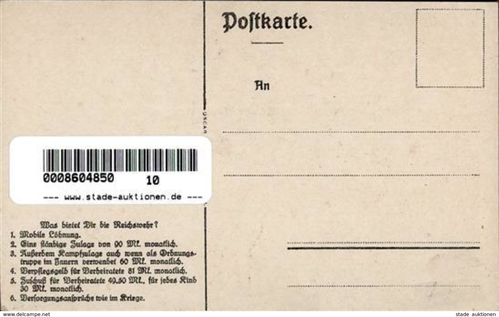 Weimarer Republik Propaganda Reichswehr Künstlerkarte I-II - Histoire