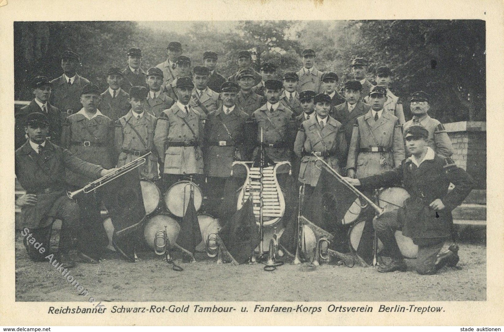 Zwischenkriegszeit Reichsbanner Schwarz-Rot-Gold Tambour U. Fanfaren Korps Ortsverein Berlin Treptow Lot Mit 2 Ansichtsk - History