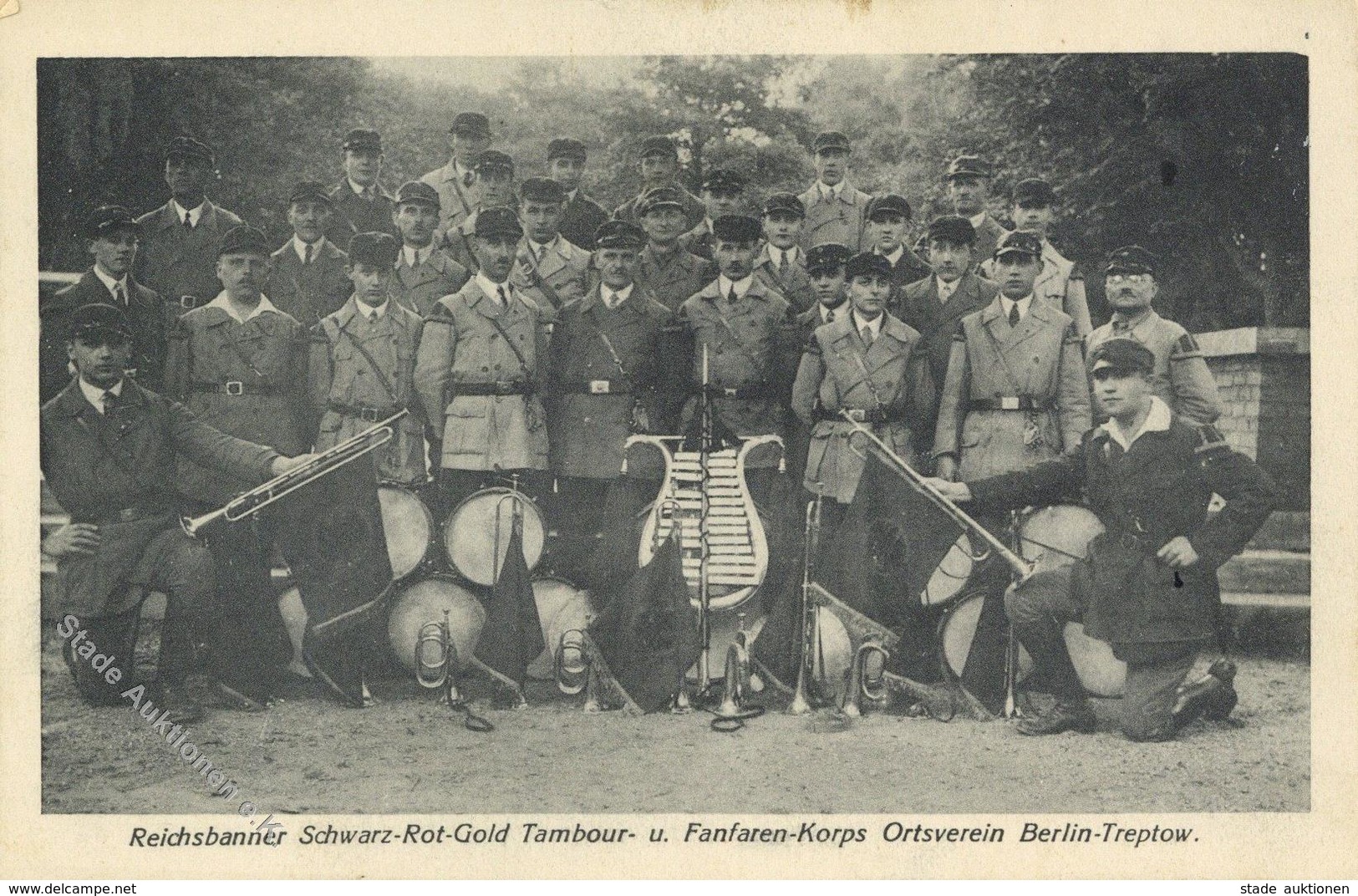 Zwischenkriegszeit Reichsbanner Schwarz-Rot-Gold Tambour U. Fanfaren Korps Ortsverein Berlin Treptow Lot Mit 2 Ansichtsk - Geschichte