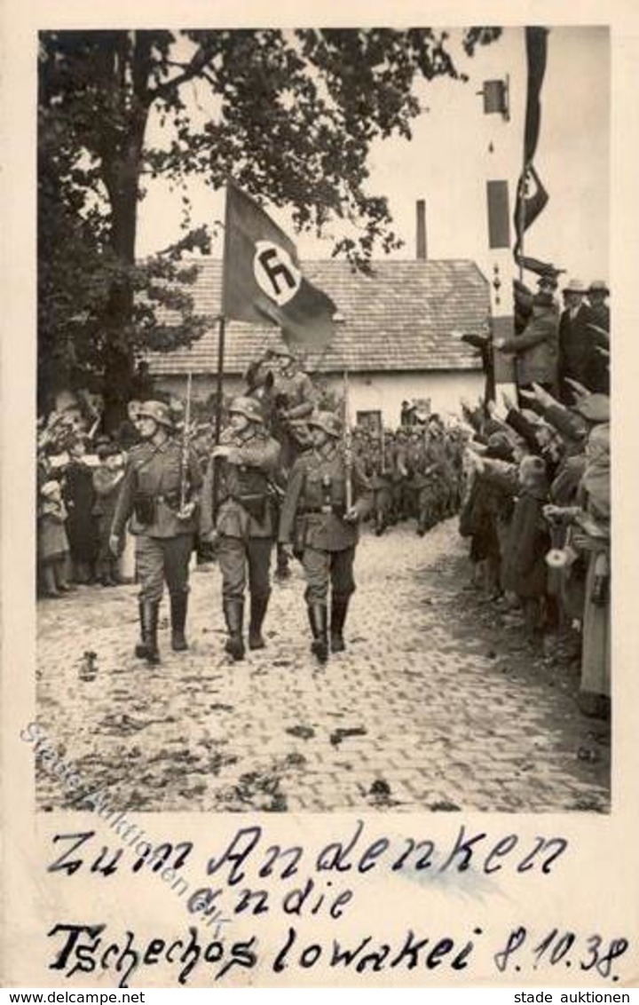 ÖSTERREICH/TSCHECHEI-ANSCHLUSS 1938 - Foto-Ak -Einmarsch In Die Tschechoslowakei 8.10.38-, Beschrieben I-II - Guerre 1939-45