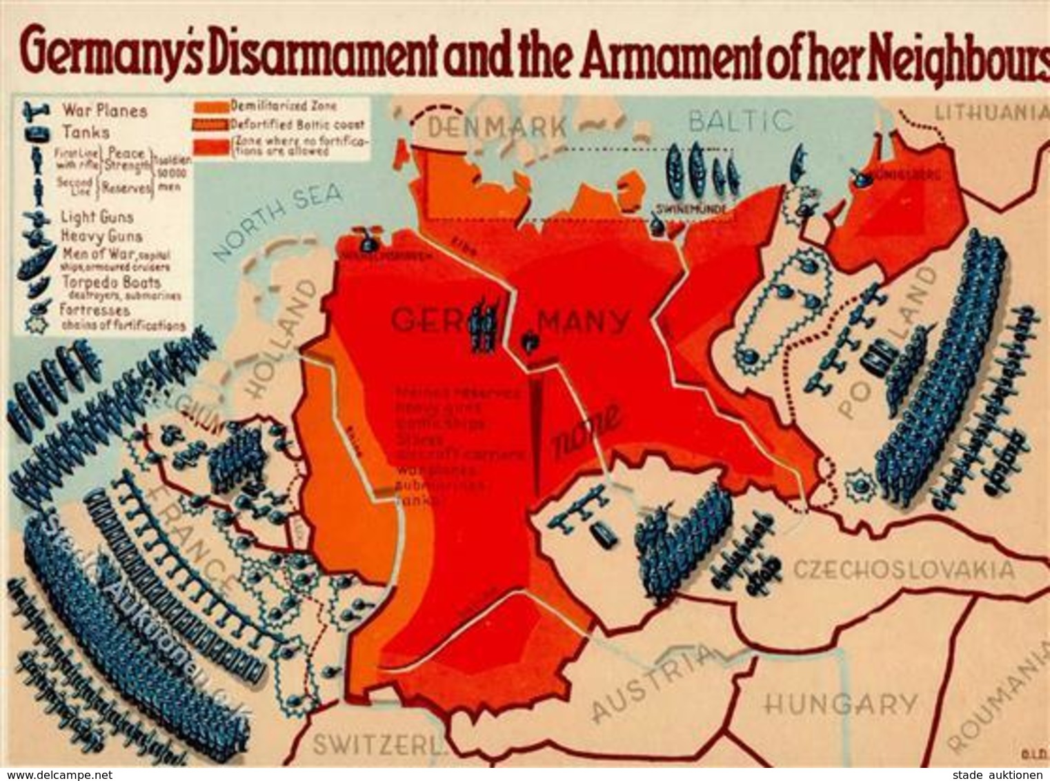 NS-LANDKARTE WK II - DEUTSCHLANDS ABRÜSTUNG  - ENGLISCHER TEXT I - War 1939-45