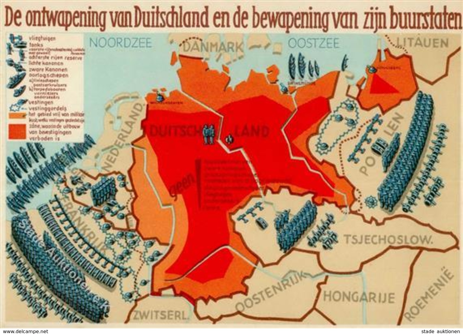 NS-LANDKARTE WK II - DEUTSCHLANDS ABRÜSTUNG  - NIEDERLÄNDISCHER TEXT I - Weltkrieg 1939-45