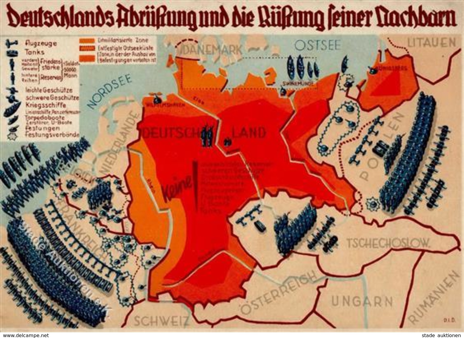 NS-LANDKARTE WK II - Deutschlands Abrüstung I-II - Guerre 1939-45