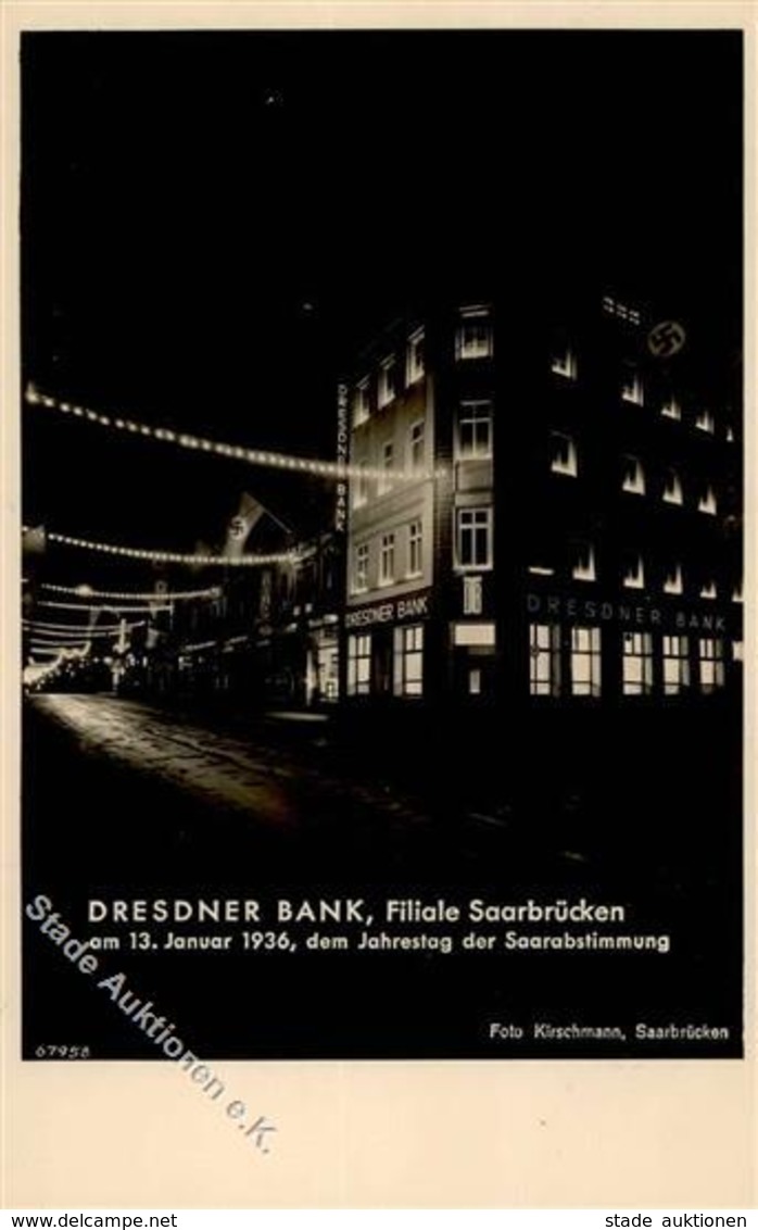 SAARBEFREIUNG 1935 WK II - DRESDNER BANK Filiale Saarbrücken Am Jahrestag 13.1.1936 I-II - Weltkrieg 1939-45