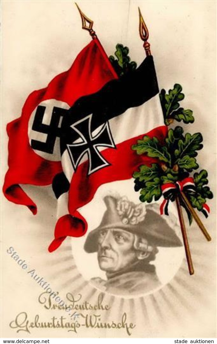 FAHNE/STANDARTE WK II - Treudeutsche Geburtstags-Wünsche - FRIEDRICH Der GROSSE I-II - War 1939-45