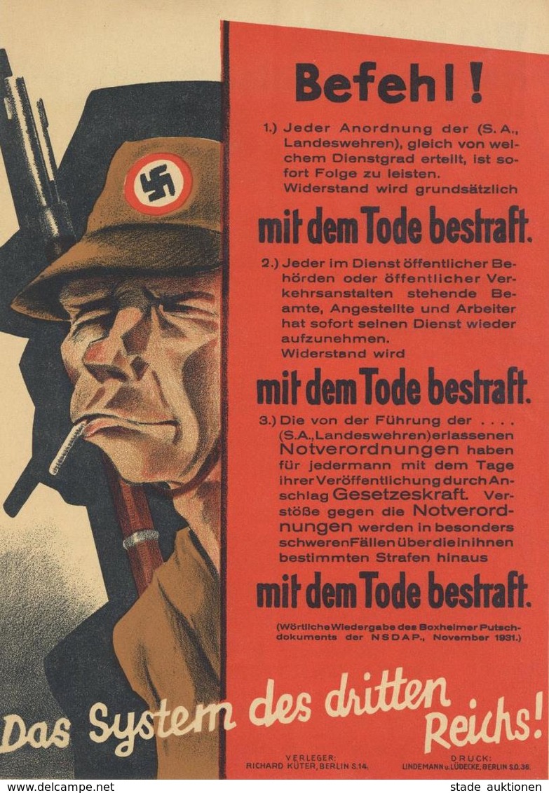 Anti Propaganda WK II Faltblatt Das System Des Dritten Reiches Verleger Richard Küter Berlin I-II - War 1939-45