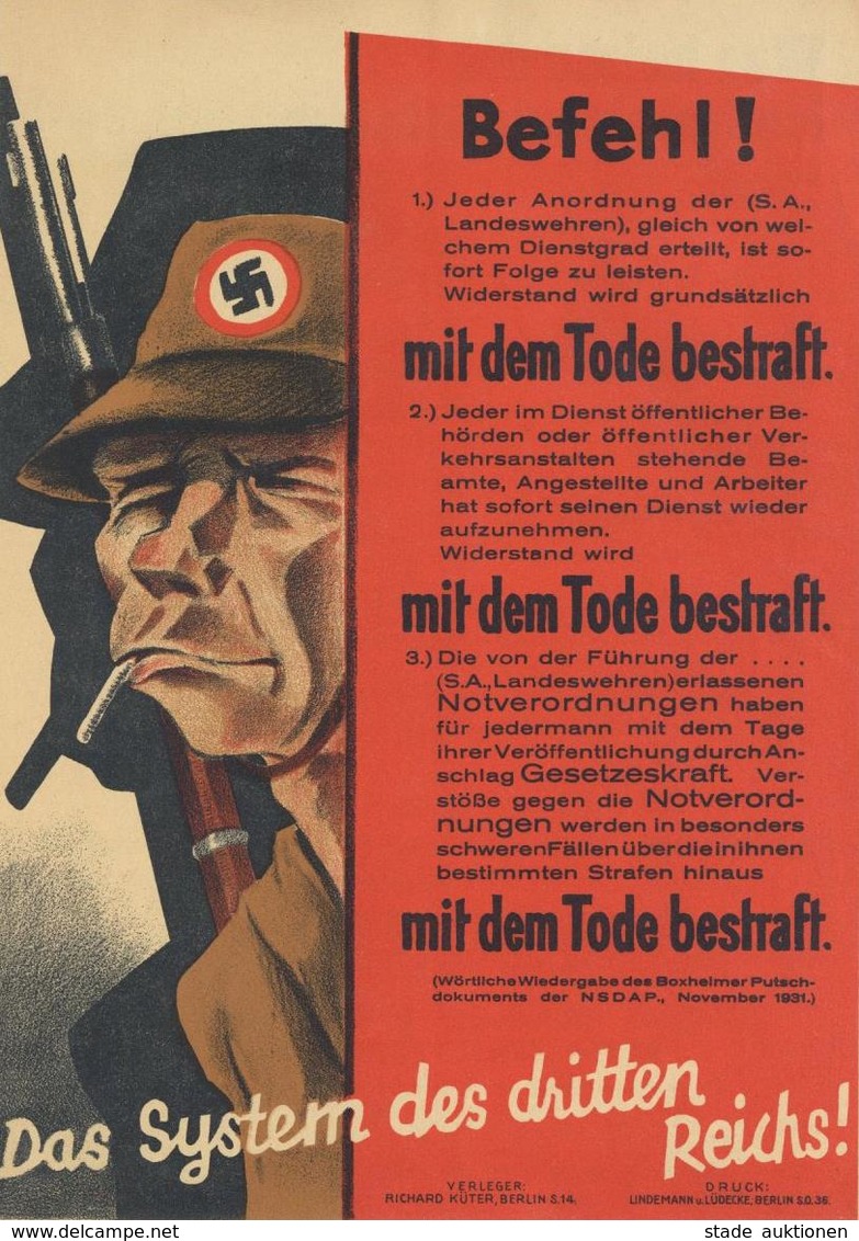 Anti Propaganda WK II Faltblatt Das System Des Dritten Reiches Verleger Richard Küter Berlin I-II - Guerre 1939-45