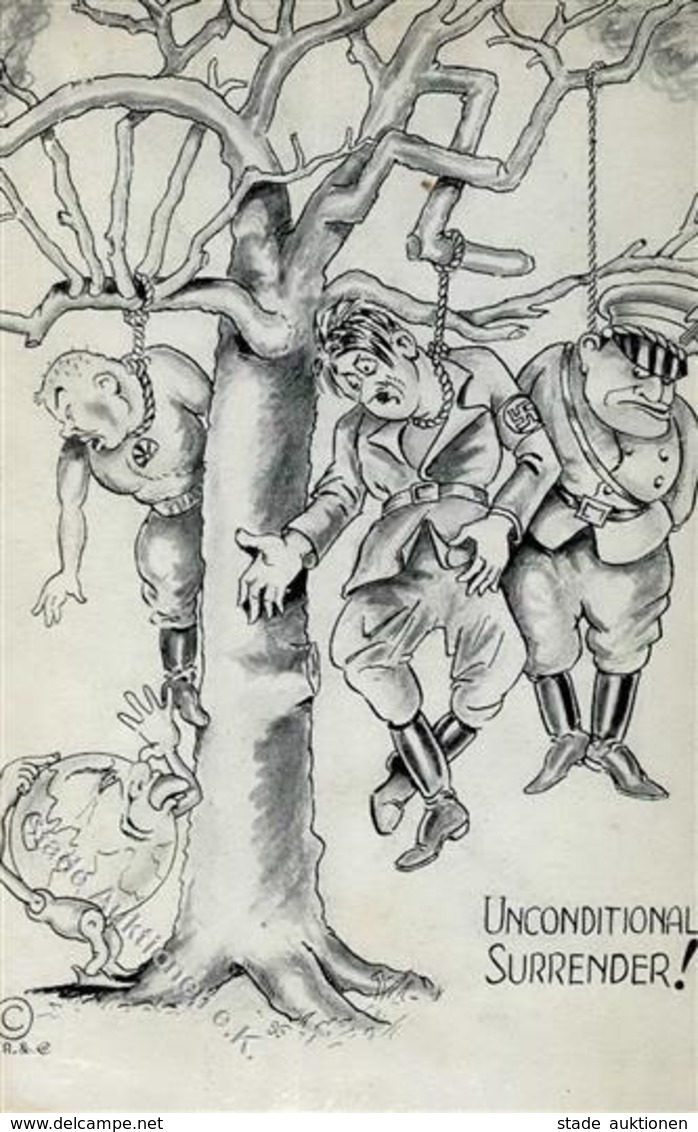 Anti Propaganda WK II Hitler Mussolini Und Goering Karikatur I-II - Weltkrieg 1939-45