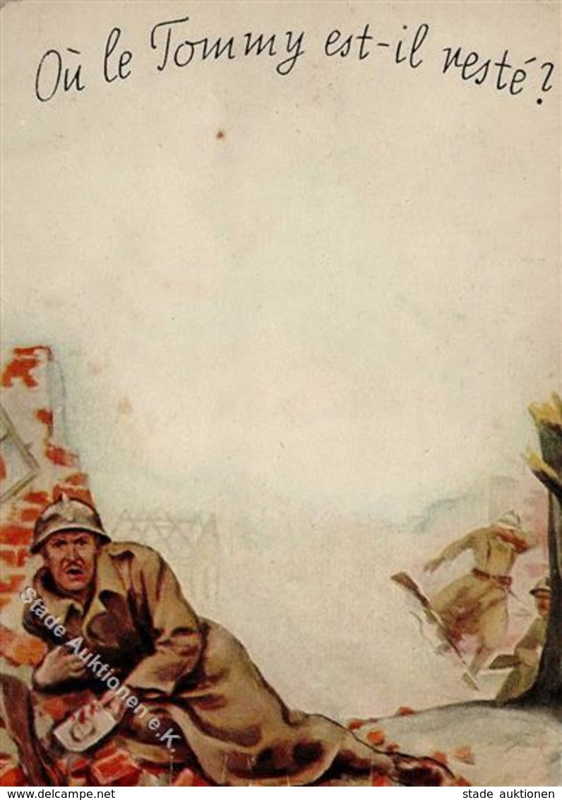 Propaganda WK II - HALT Gegen LICHT Franz. Propaganda Ou Le Tommy Est - Il Reste?" I-II" - War 1939-45