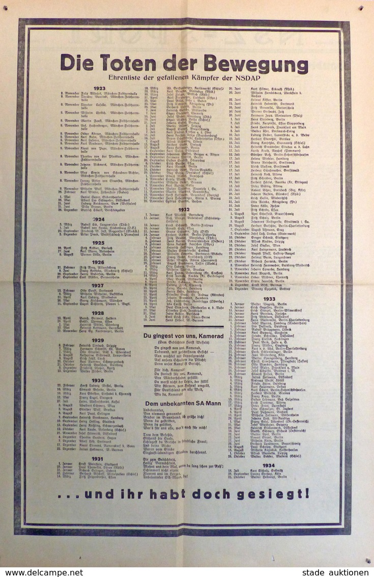 Propaganda WK II Die Toten Der Bewegung Ehrenliste Der Gefallenen Kämpfer Der NSDAP II - War 1939-45