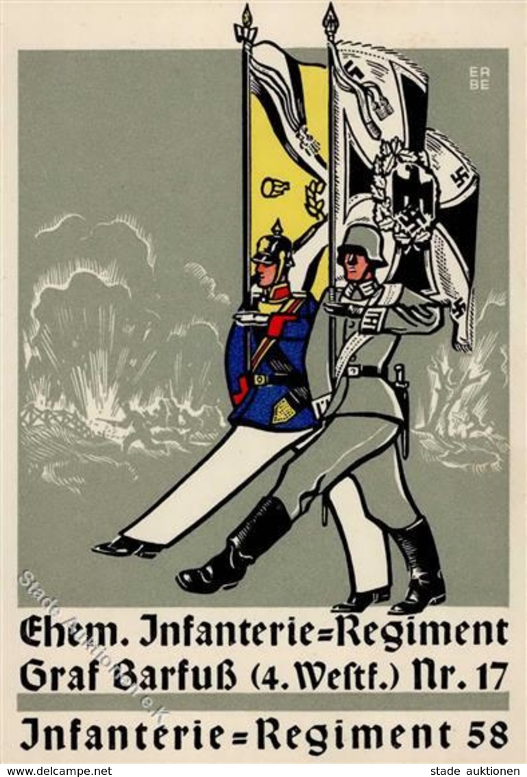 Propaganda WK II Ehem. Inf. Regiment Graf Barfuß 4. Westf. Nr. 17 Infanterie Regiment 58 I-II - War 1939-45