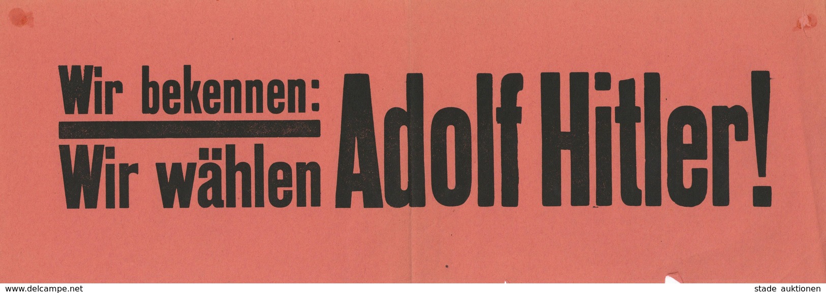 Propaganda WK II Flugblatt / Plakat Adolf Hitler 42,5 X 15 Cm I-II - War 1939-45