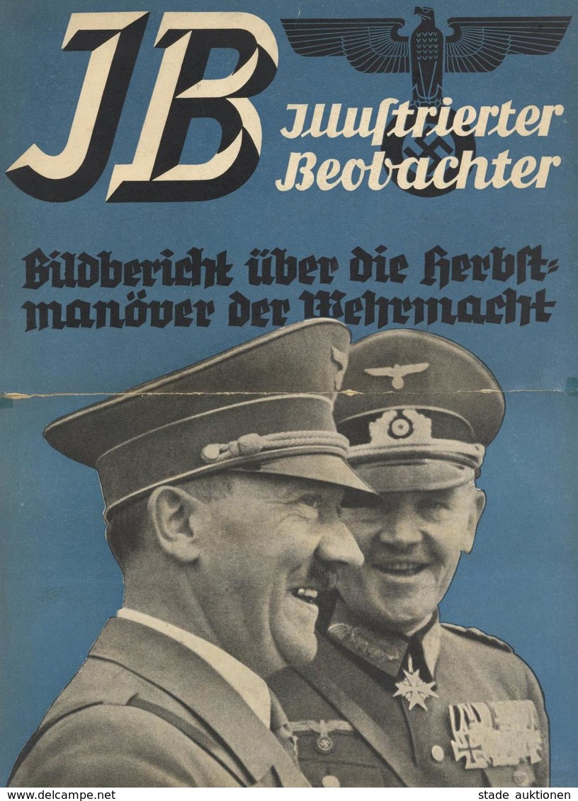 Propaganda WK II Hitler U. Werner Von Blomberg Plakat 37 X 27 Cm Illustrierter Beobachter II (repariert) - War 1939-45