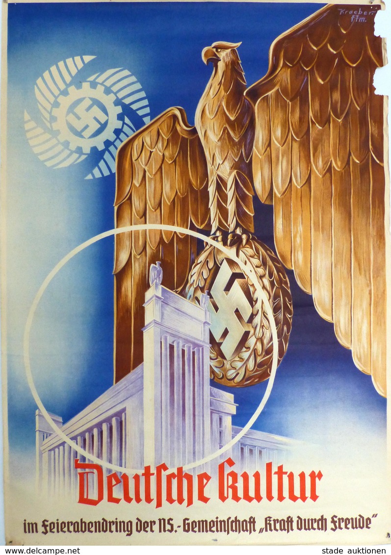 Propaganda WK II Plakat 80 X 60 Cm Deutsche Kultur Im Feierabendring Der NS-GemeinschaftKdF II (beschädigt) - War 1939-45