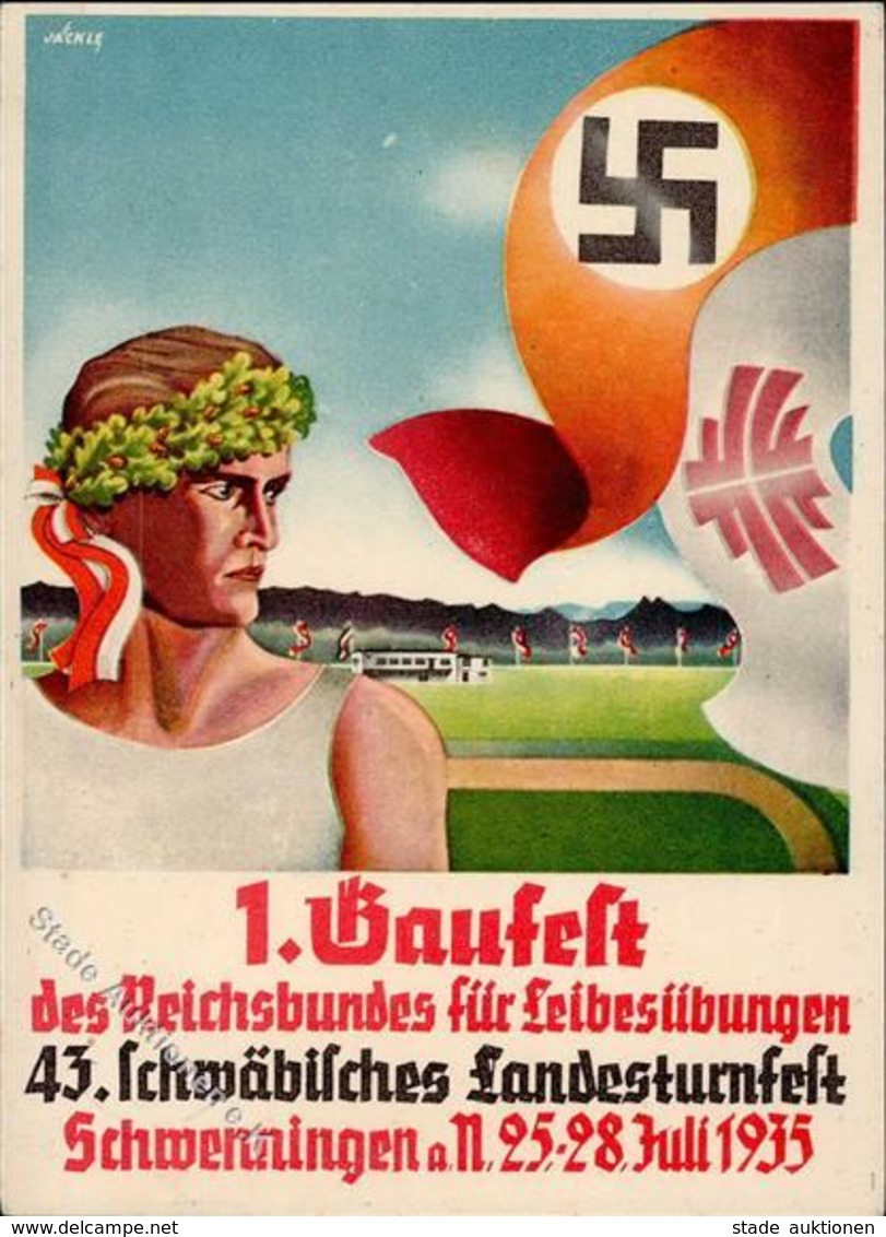 Propaganda WK II Schwenningen (7730) 1. Gaufest Des Reichsbundes Für Leibesübungen Sign. Jäckle Künstler-Karte I-II - War 1939-45