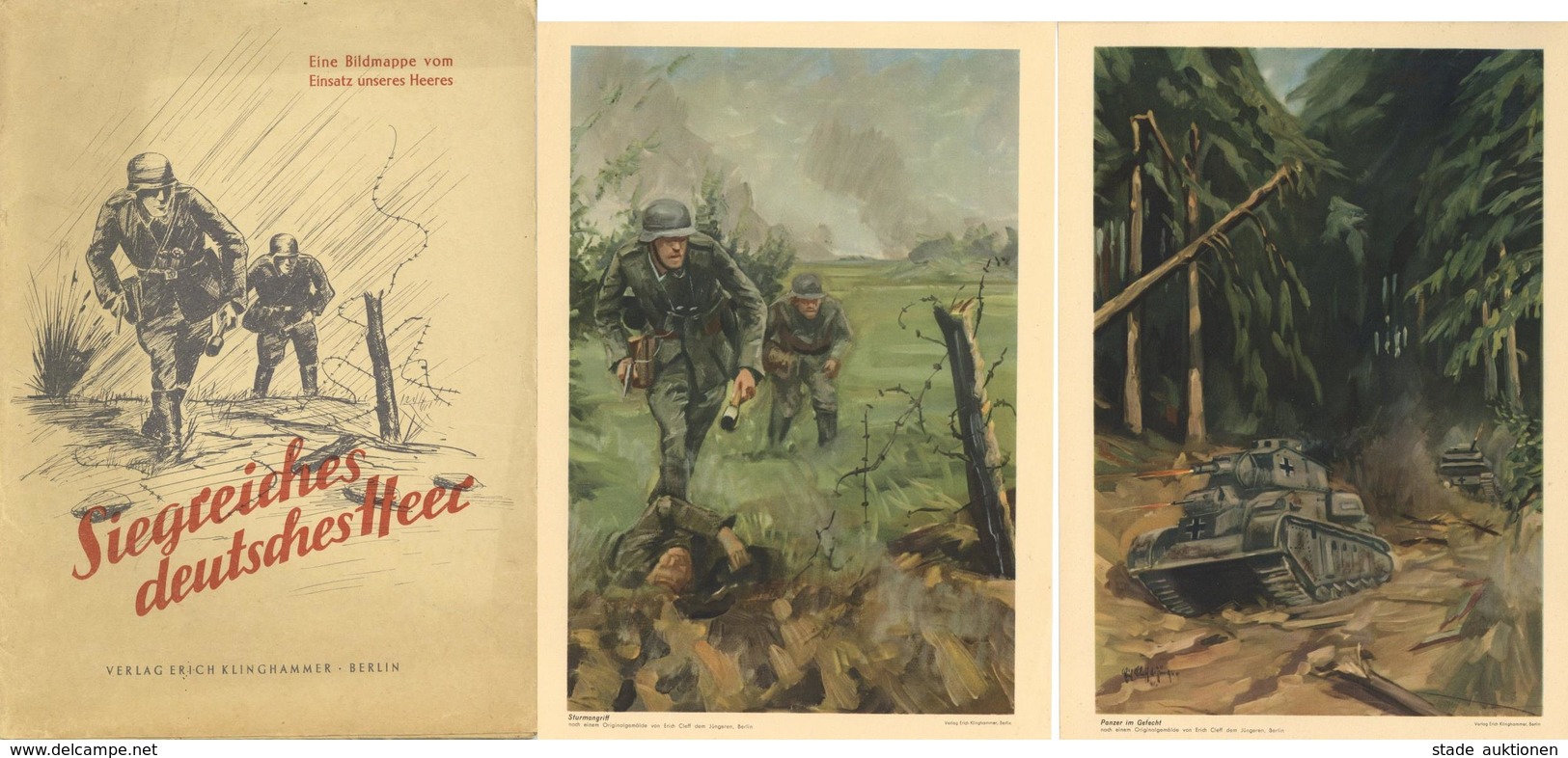 Propaganda WK II Siegreiches Deutsches Herr Eine Bildmappe Vom Einsatz Unseres Heere Mit 15 Kunstdrucken I-II - War 1939-45