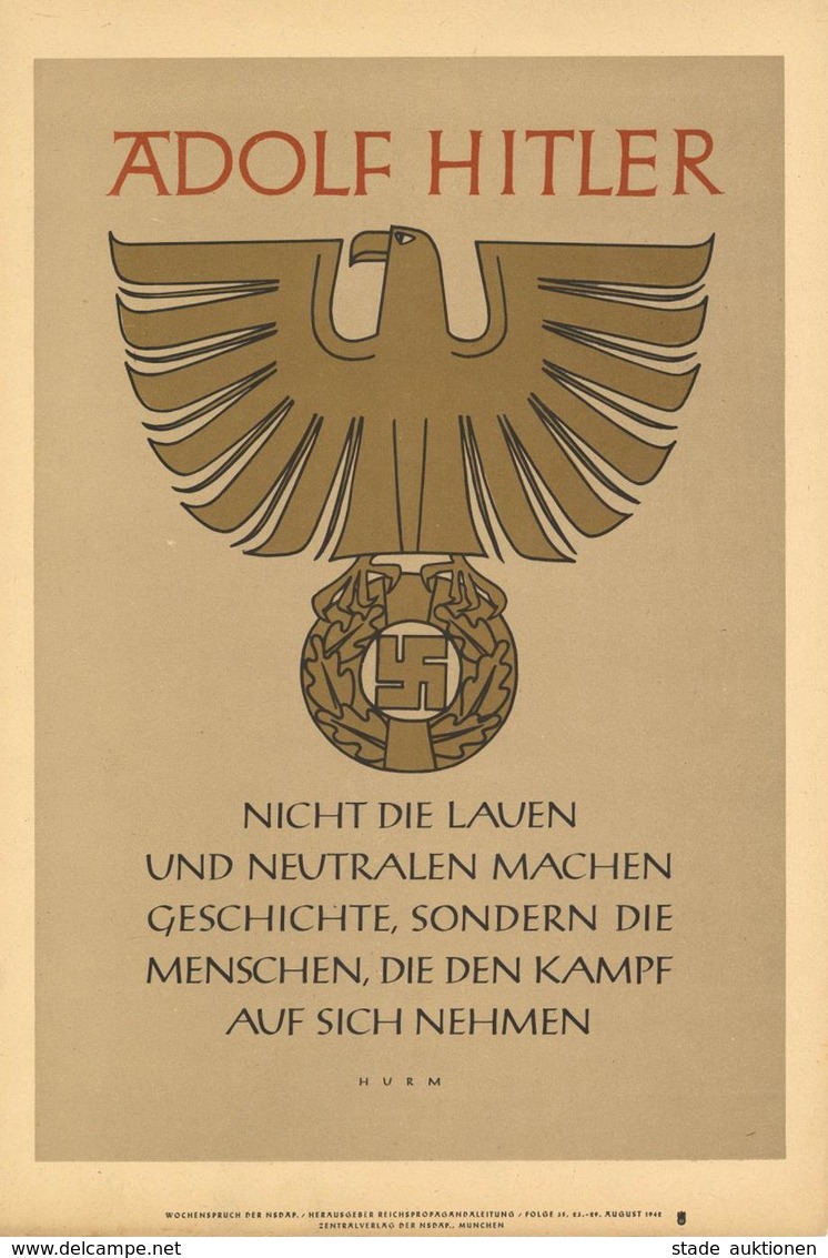 Propaganda WK II Wochenspruch Der NSDAP Folge 35 1942 I-II (Ecke Abgestoßen) - War 1939-45