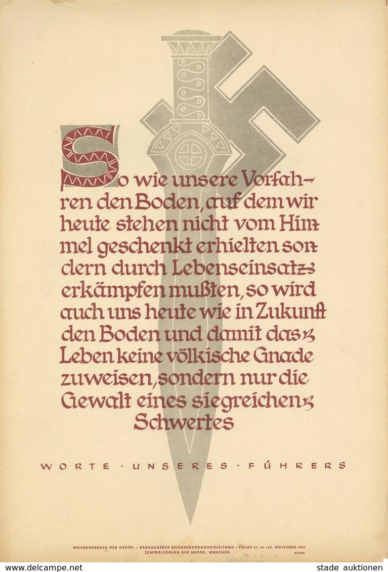 Propaganda WK II Wochenspruch Der NSDAP Folge 47 1941 I-II (Ecke Abgestoßen) - War 1939-45