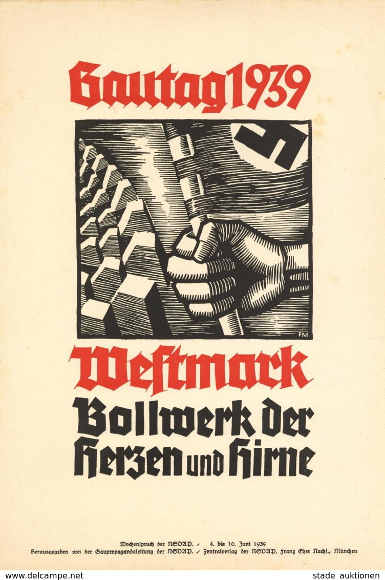 Propaganda WK II Wochenspruch Plakat 24 X 35 Cm I-II (fleckig) - War 1939-45