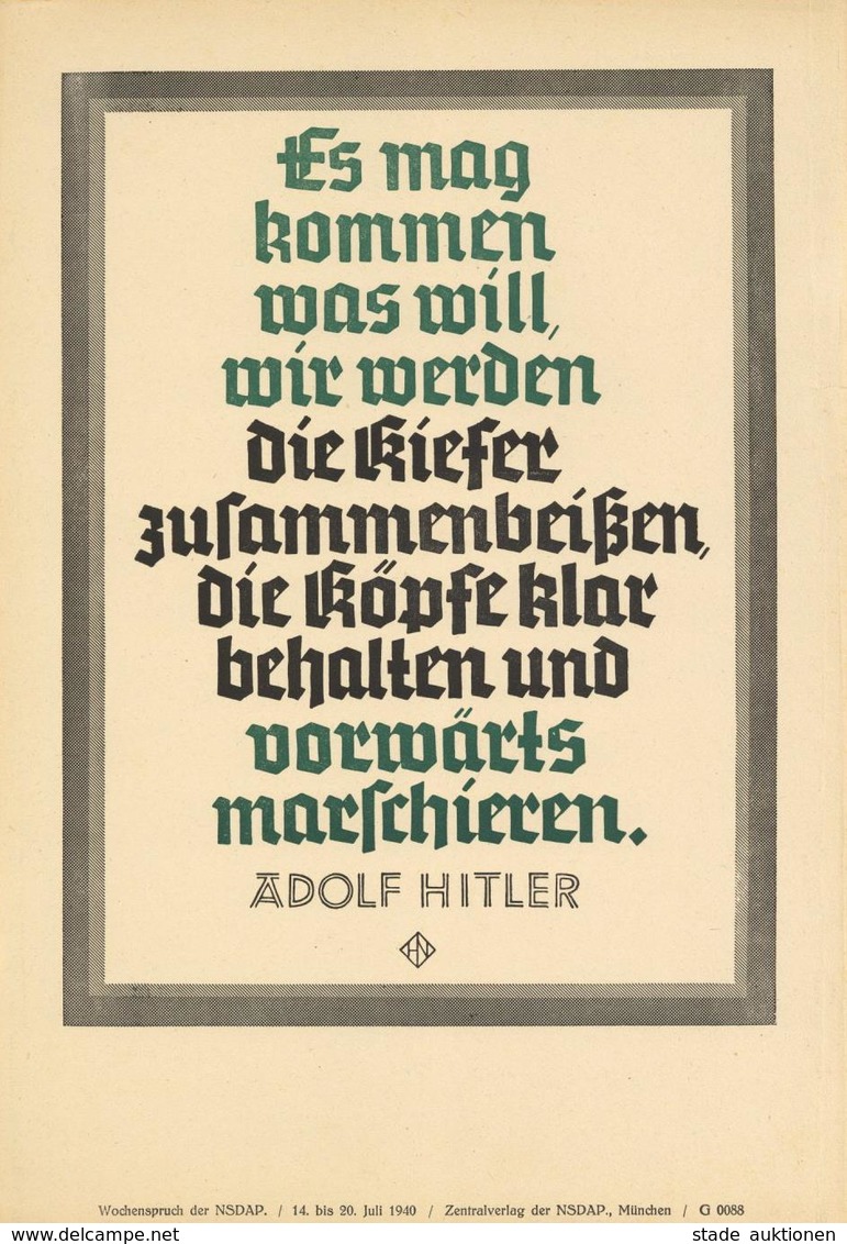 Propaganda WK II Wochenspruch Plakat 24 X 35 Cm I-II (Stauchung) - War 1939-45