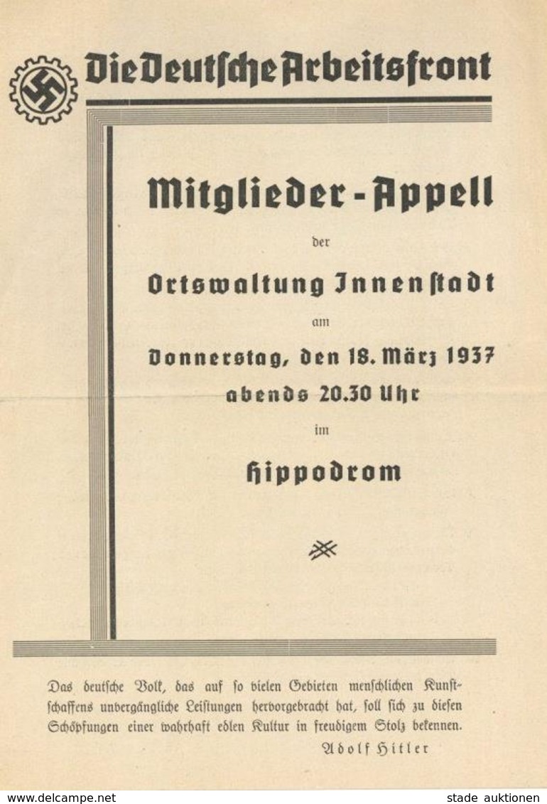 Propaganda WK II^Deutsche Arbeitsfront Flugblatt I-II - War 1939-45