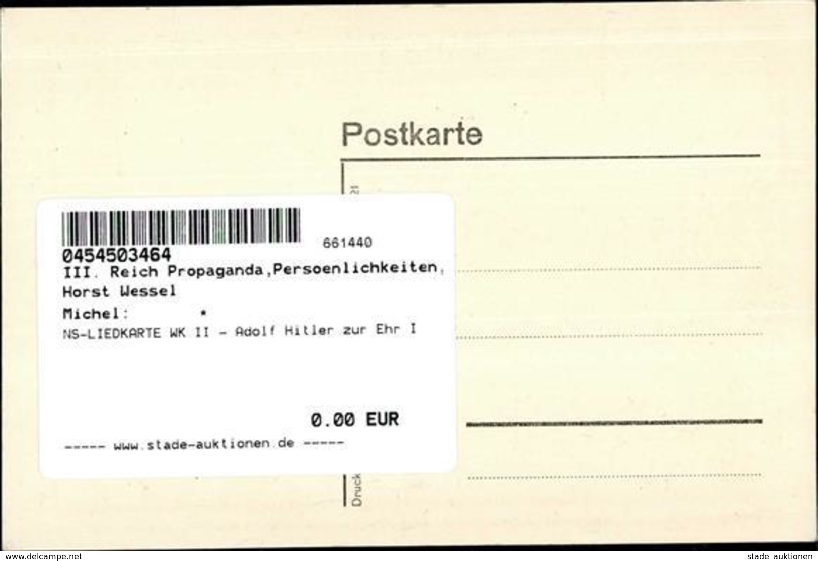 NS-LIEDKARTE WK II - Adolf Hitler Zur Ehr I - War 1939-45