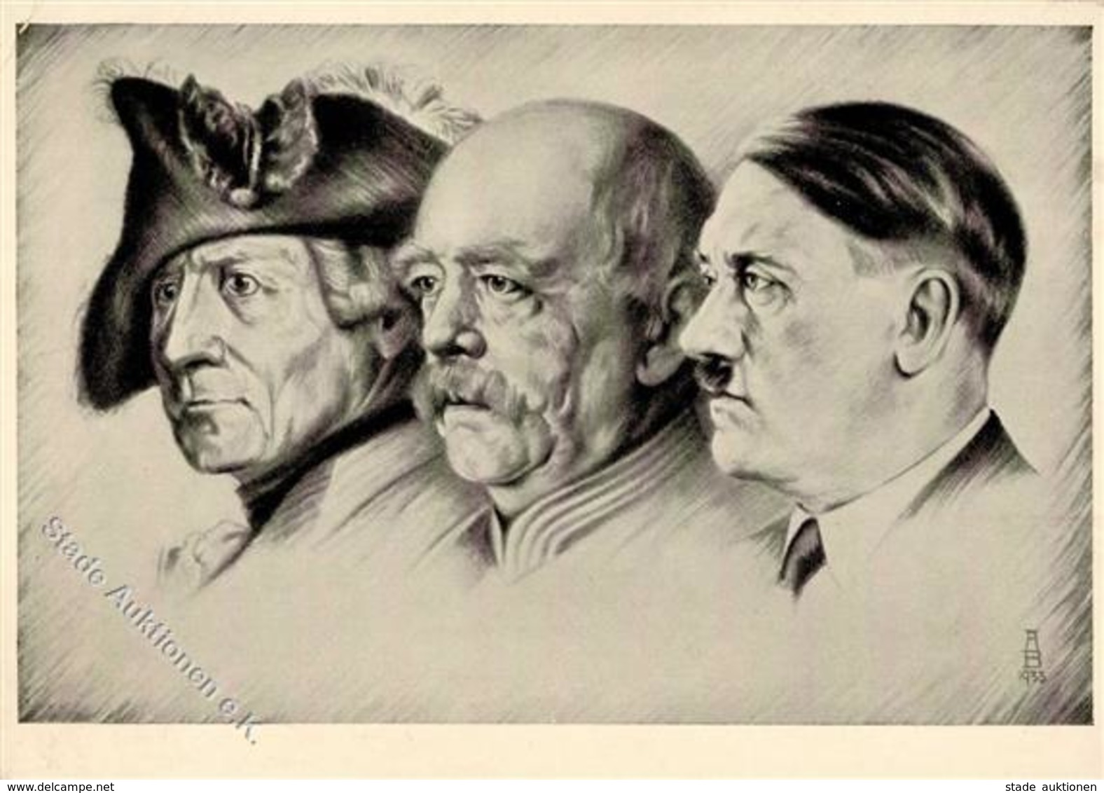 Hitler Bismarck Friedrich D. Große WK II   Künstlerkarte I-II - War 1939-45