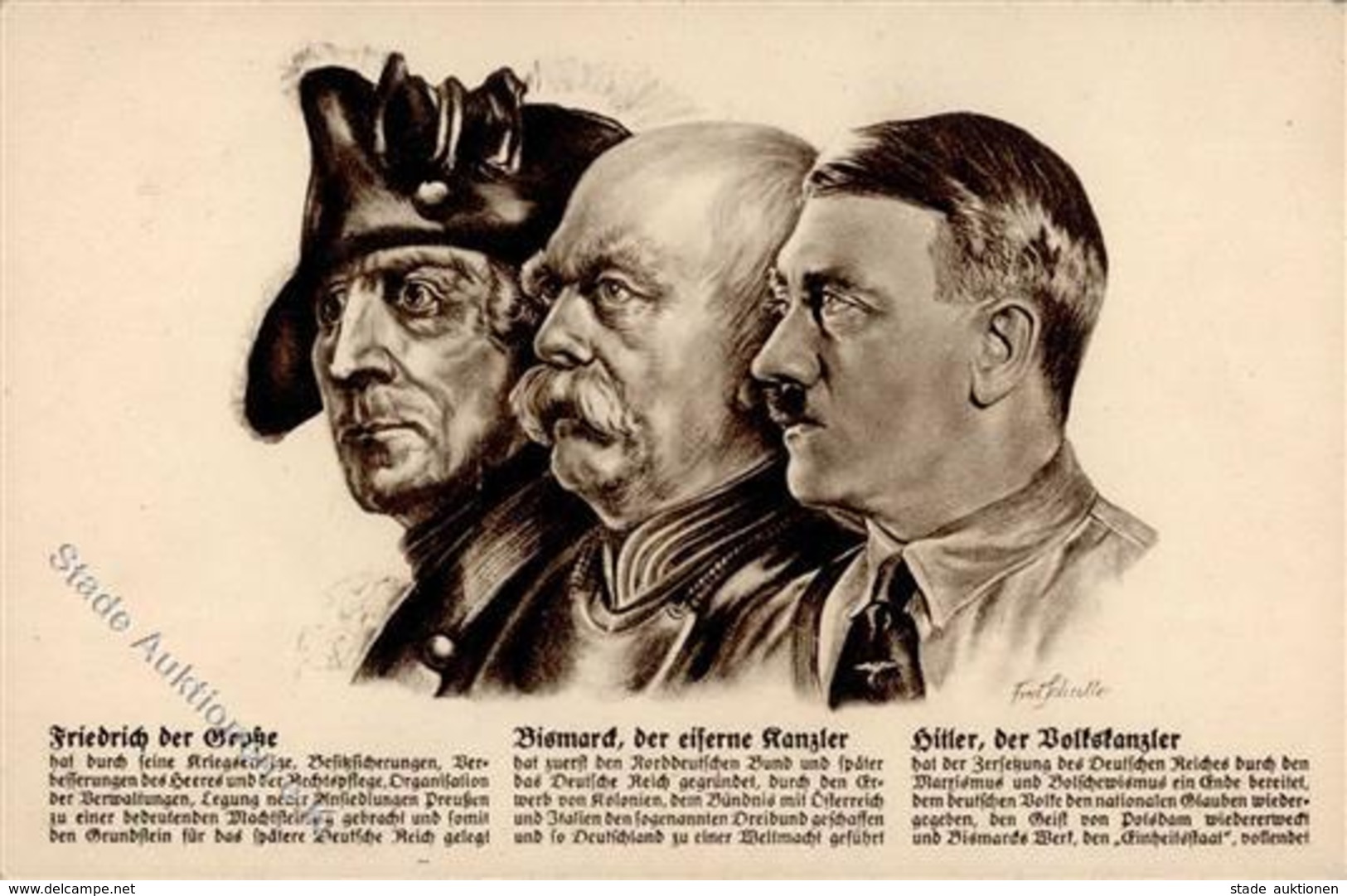 Hitler Bismarck Friedrich Der Große WK II Ansichtskarte I-II - War 1939-45