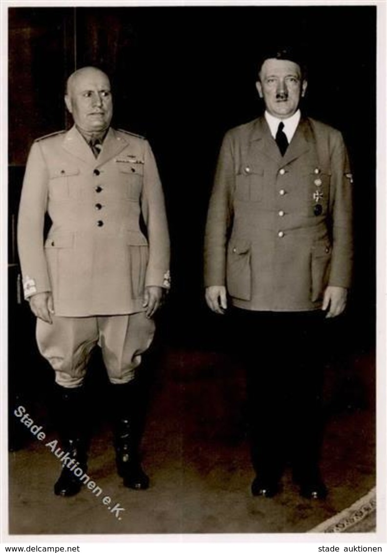 Hitler U. Mussolini I-II (rücks. Klebespuren) - War 1939-45