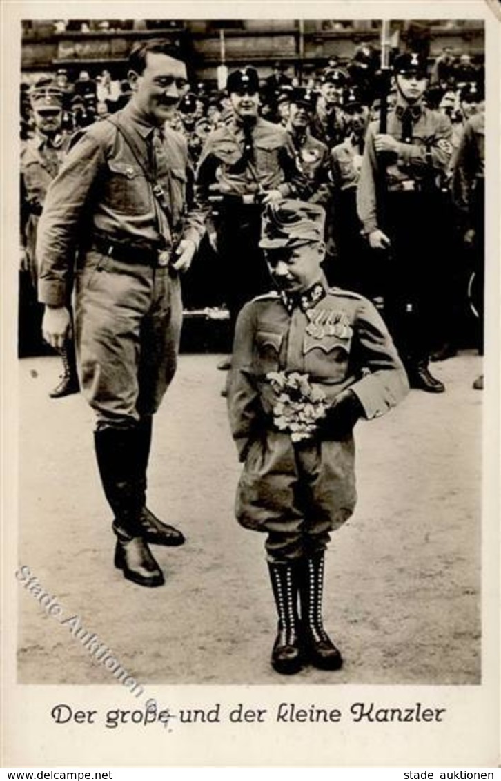 Hitler WK II Der Große Und Der Kleine Kanzler Foto AK I-II - War 1939-45