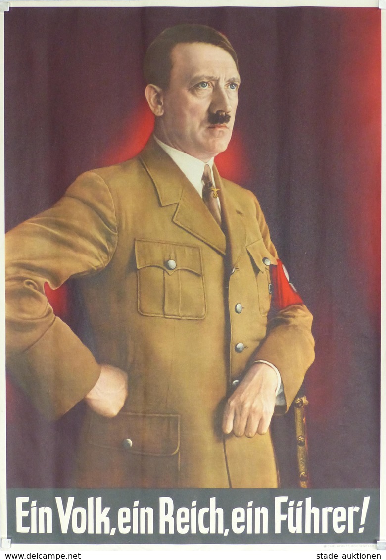 Hitler WK II Plakat Ca. 60 X 41 Cm I-II (Stauchung) - Guerre 1939-45