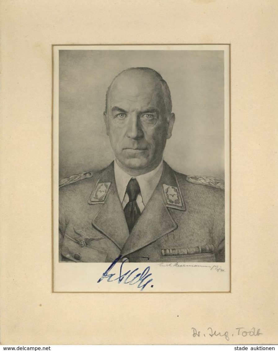 TODT,Dr.,Reichsminister - Gerahmtes Foto (12,5 X 17,5 Cm) Mit AUTOGRAMM, Sign. Erich Hermann,1941 I - Weltkrieg 1939-45