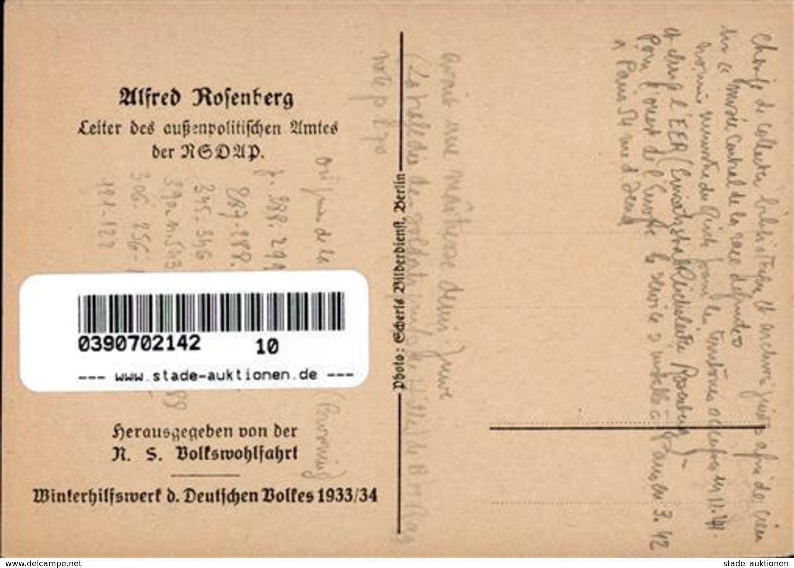 WK II Rosenberg, Alfred Leiter Des Außenpolitischen Amtes I-II - Weltkrieg 1939-45