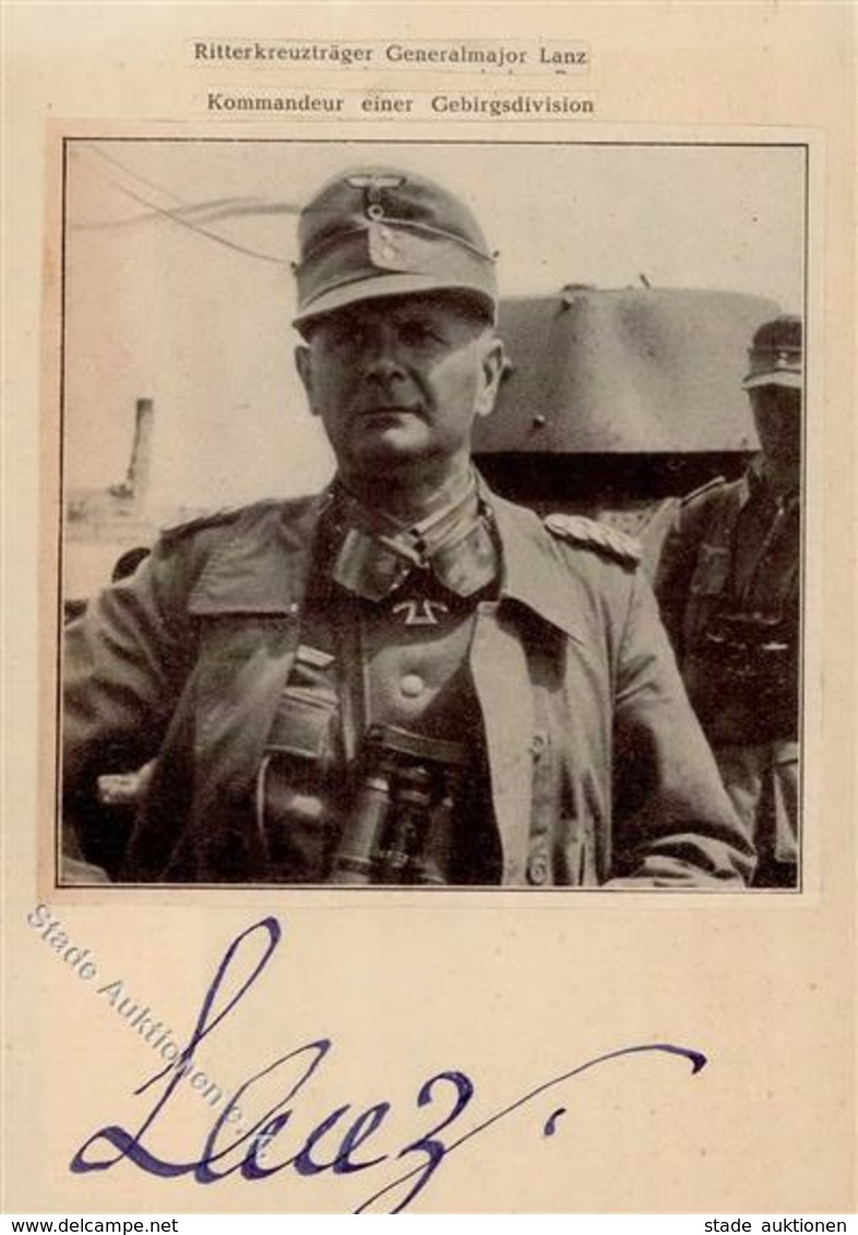 Ritterkreuzträger WK II Generalmajor Lanz Handgemacht Aus Zeitungsausschnitten Mit Unterschrift KEINE AK - Guerre 1939-45